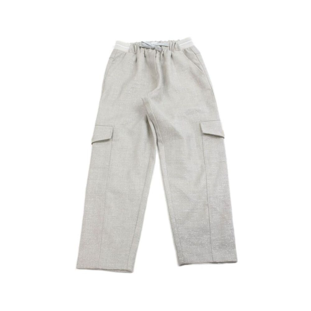 ELEVENTY Childrens Girls Drawstring Waist Pants Beige Metallic Size 8